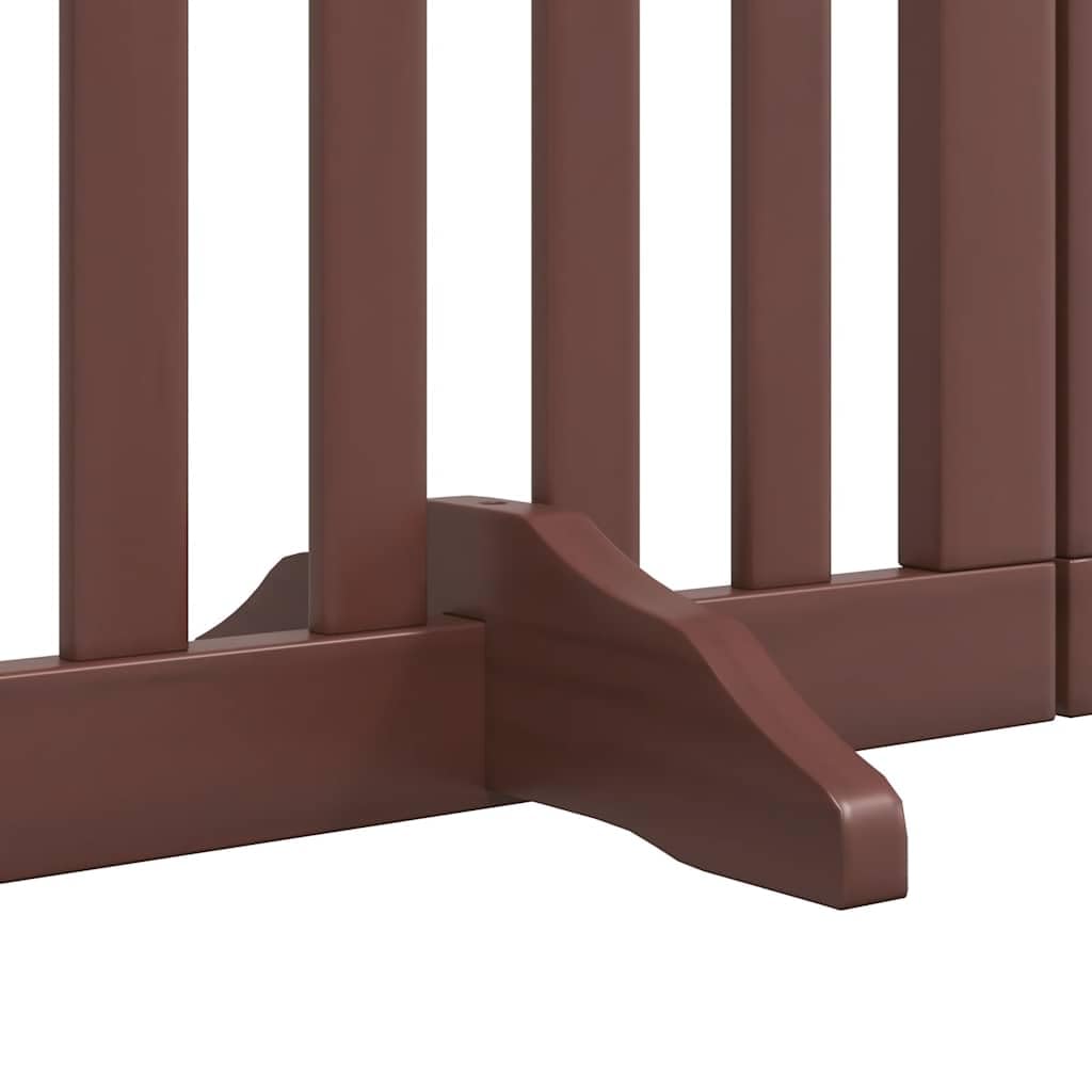 Puerta plegable para perros de madera de álamo marrón de 450 cm con puerta y patas de apoyo, para interior y exterior, protección segura para cachorros, jardín, apartamento, casa