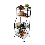 4-Tier-Küchenwagen TIDLT Allzweck-Regale, 4-Tier-Metall-Küchenwagen Mit Servierwagen 42 X 34,5 X 114 cm (Farbe : Teak color-42 * 34.5 * 114cm)