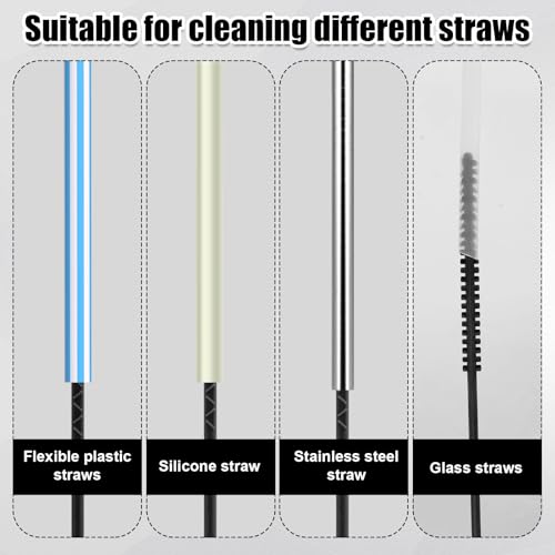 Image of 2pcs Silicone Straw Brushes, 9.45 Inch Extra Long Bendable Cleaner Pipe Crevice Washing Brush Reusable Drinking Water Bottle Straw Cleaner Kitchen Cleaning Tool for Narrow Neck Containers(Black)