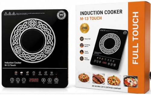 Image of Induction Cooker M-13 Touch, 2000W Portable Electric Cooktop, 8 Indian Cooking Modes, Crystal Glass Top, Touch Control, Timer and Auto Off Feature