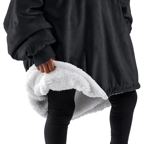 Image of Bare Home Wearable Blanket Hoodie - Soft Plush Sherpa - Warm and Cozy - Oversized Wearable Blanket