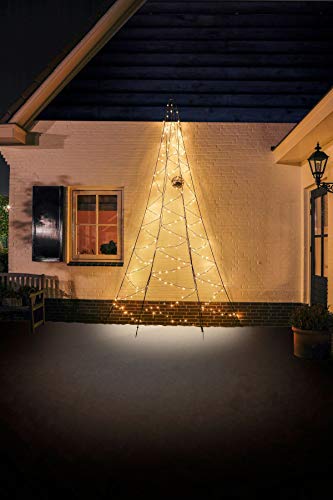 Fairybell Albero di Natale a LED per esterni a parete (4 metri - 240 LED, Bianco caldo)