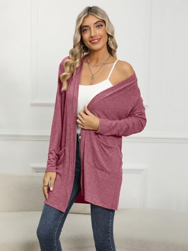 Image of DB MOON Womens Long Cardigan 2026 Fall Lightweight Long Sleeve Open Front Sweater with Pockets