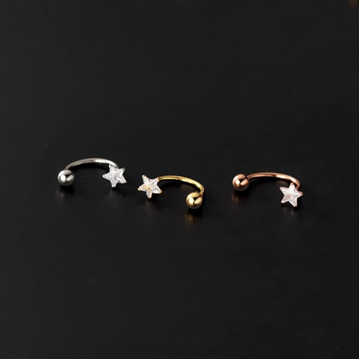 WBDWWTD DZBERH Pendientes Pendientes Estrella De Plata Circón Plata De Ley 925 Pendientes De Estrella Románticos De Joyas Elegantes Y para Mujer Cuelga para Niñas