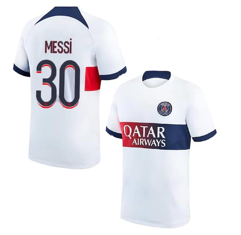 GenericPariss Away Football Team White Tshirt Jersey Messi 30 2023/2024 (Men,Boys,Kids)