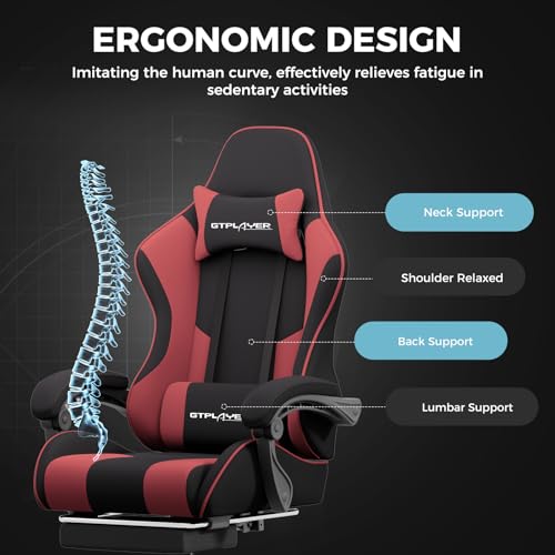 Image of LUCKRACER Gaming Chair for Adults, High Back Computer Office Chair, Red