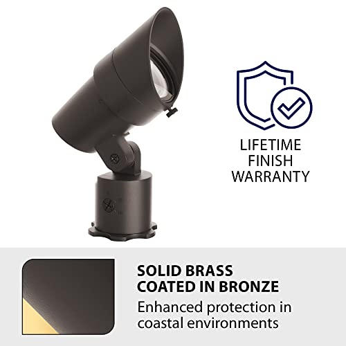 Wac Landscape Lighting, Led 12V Medium Size Accent Light With Adjustable Beam Angle And Integral Brightness Control 50-1300 Lumens 2700K Warm Built-In Led In Solid Brass Coated With Bronze #TOP6