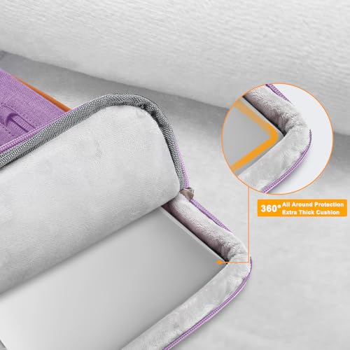Image of MOSISO 360 Protective Laptop Shoulder Bag,14 inch Computer Bag Compatible with MacBook Air 15 inch M4 M3 A3114 M2 A2941 /Pro A1990 A1707,Side Open Messenger Bag with 4 Zipper Pockets&Handle, Lilac