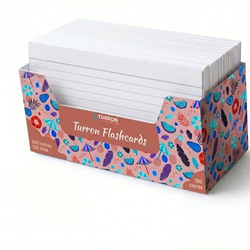 Image of Turron Blank Index Flash Cards (150, White, 3 x 5 Inch, 2-Side Ruled)
