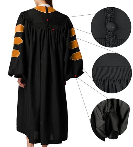 Image of MyGradDay Unisex Deluxe Graduation Doctorate Robe with Gold Piping Available for Customization