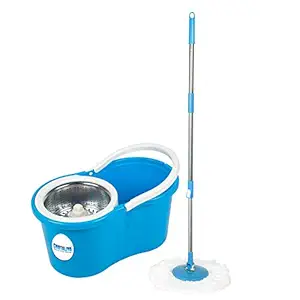 CHOTALIYA S-09 Steel Spin Cleaning Bucket Mop with 1 Refills (Blue)