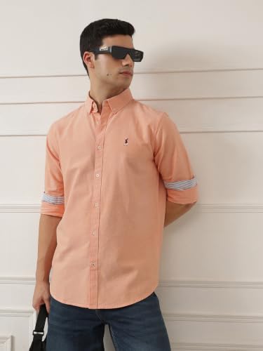 Image of Thomas Scott Men's Cricket Club Collection Classic Regular Fit Twill Shirt | 100% Cotton Long Sleeve Solid Shirt with Button Down Collar (Available in Plus Size)