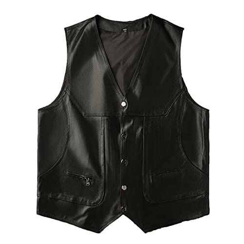 Chaqueta de cuero superior tipo chaleco para motoristas corpulentos