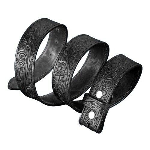 1.5" Wide Western Leather Belt Cowboy Rodeo Casual handmade Leather Belt Floral Embossed, Size 28" to 40"2