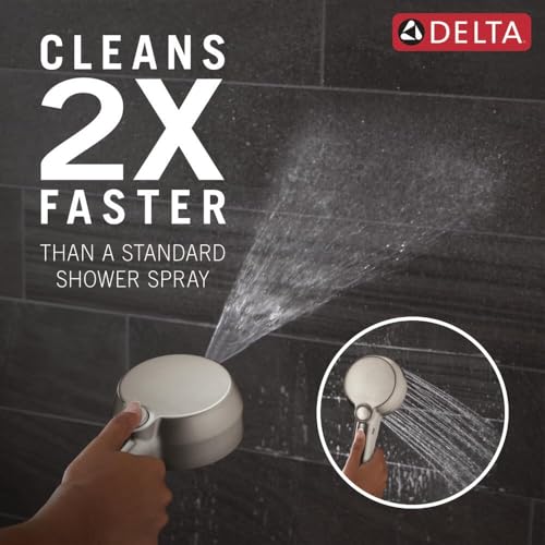 Image of Delta 5-Setting In2ition 2-in-1 Dual Shower Head with Handheld High Pressure ProClean Spray, Brushed Nickel Detachable Shower Head with Hose, 1.75 GPM Flow Rate, Spotshield Brushed Nickel 75548SN