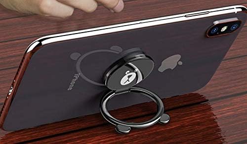 AccessoryHappy Cute Cartoon Bear Finger Ring Stand, Ring Holder 360° Rotation Cell Phone Stent Holder Grip Kickstand Compatible w/iPhone 7 7 Plus iPhone 8 8 Plus 6S Galaxy S6 S7 S8 (Black)
