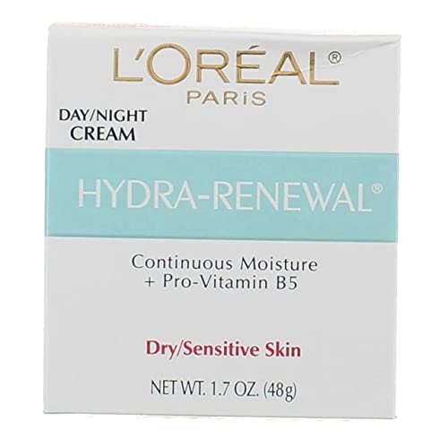 L'Oreal Dermo-Expertise Hydra-Renewal Continuous Moisture Cream Dry/Sensitive Skin 1.70 oz (Pack of 4)