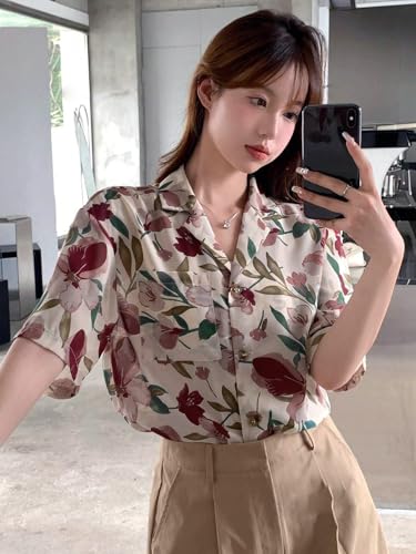 Leriya Fashion Women Crepe Oversized Shirt Korean Casual Short Sleeve Loose Fit Top | Summer Wear