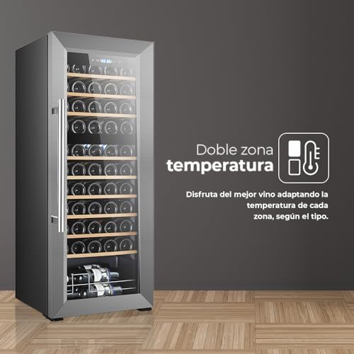 SVAN Vinoteca 55 Botellas Negro SVN5500D. Capacidad 150 Litros, Bajo Nivel Sonoro, Luz Interior, Eficiencia Energética Clase G