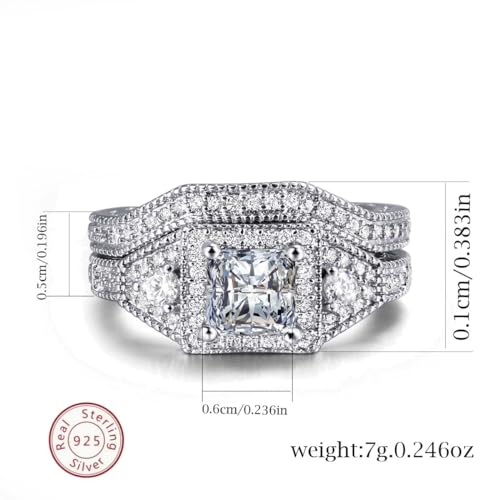 Adjustable size Bridal sets Wedding Ring Sets His And Hers Promise Ring Couples Bridal Sets Women 925 Sterling Silver Square Cz Man Titanium Wedding Band2