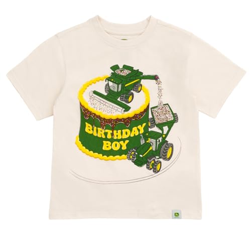 John Deere Birthday Toddler Boys T-Shirt Off White/Green Birthday Boy 2T
