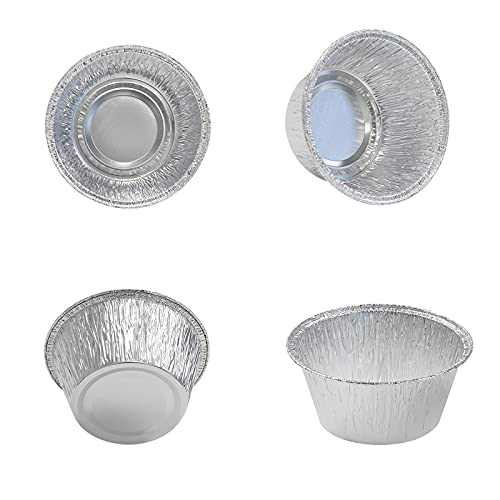 Aluminum Foil Baking Cups, 200 Pack Disposable 4 Oz Ramekins Aluminum Cupcake Muffin Liners Silver Foil Baking Cups For Cupcake, Muffin, Creme Brulee, Egg Tart, Souffle, Pudding #TOP5