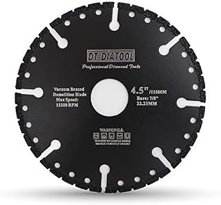 DT-DIATOOL Diamond Saw Blade 4.5 Inch / 115mm Multi Purpose Cutting Disc for Reinforced Concrete Steel Metal Rebar PVC All Tough Materials
