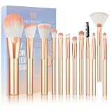 HEYMKGO Makeup Brushes Set, 12PCS Mini Makeup Brush Travel Foundation Eyeshadow Concealers Contouring Blending Brushes Professional Synthetic Bristles Make Up Brushes (Orange)