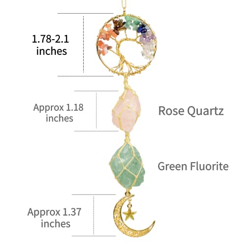 Tree Of Life Chakra Stones Healing Crystals Moon And Star For Wall Ornament Meditation Hanging Car Ornament Window Ornament #TOP1