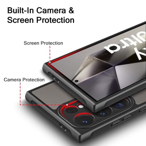 Image of TheGiftKart Hybrid Matte Frosted Translucent Samsung Galaxy S24 Ultra 5G Back Cover Case | Shockproof Design | Camera Protection Module | Hard Back Cover for Samsung S24 Ultra (PC & TPU, Frost Black)