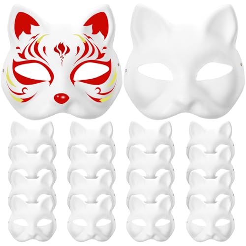 Máscaras de gato de papel blanco para crear disfraces personalizados en proyectos DIY