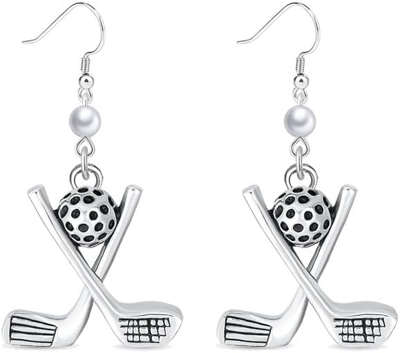 Dreuyet Golf Sport Earrings for Women Dainty Golf Club Pearl Sports Earrings Jewelry Gifts for Females Golfers