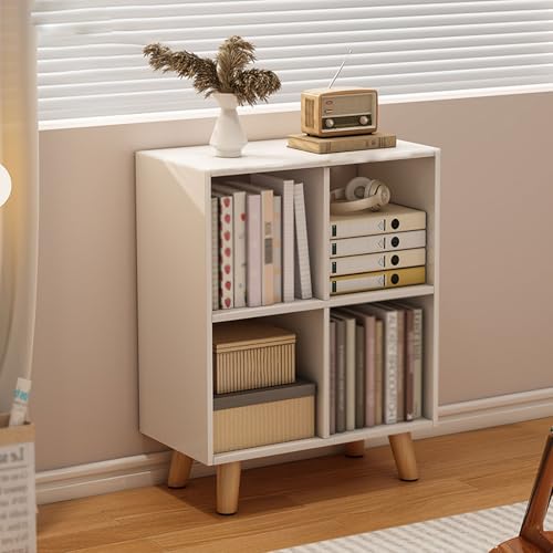 Storage Cube Units Wooden,4/6/8 Cube Storage Unit,Small Bookshelf For Bedroom 73cm,with Supportive Legs, Wooden Freestanding Ladder Shelf For Home Office Bedroom(White,63 * 30 * 73cm)