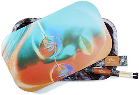 UGLY House Rolling Tray with Strong Magnetic lid Bundle (10.6" x 6.3") - Glasses