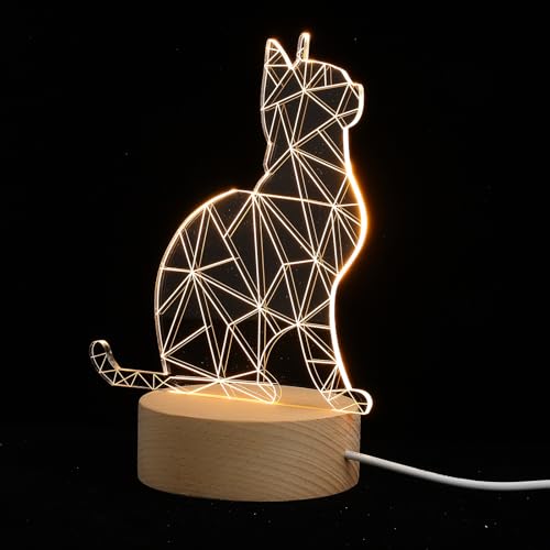 Lámpara de Mesa Decorativa LED 3D Gato Para Dormitorio miniatura 1