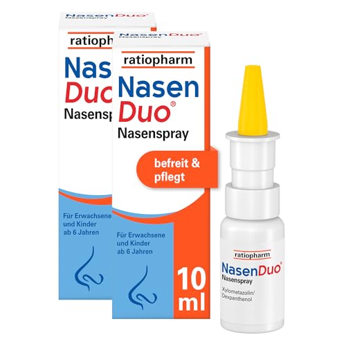 NasenDuo Nasenspray im Sparset 2 x 10 ml von ratiopharm. Stark zum Schnupfen sanft zur Nase. Abschwellendes Nasenspray mit 2-fach-Wirkung: Befreit die Nase und fördert die Wundheilung