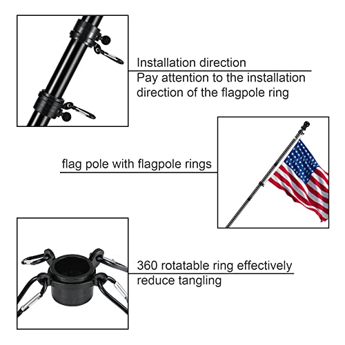 Zomchain 6Ft Flag Pole Kit, Stainless Steel Flag Pole With Base, Wall Mounted Flagpole Bracket For Residential And Commercial, Perfect For House, Garden, Truck, And Yard (Black) #TOP6