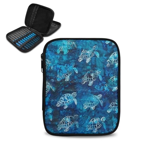 Wiryuouvt Turtle Knitting Needle Organizer Animals Crochet Hook Case Cases Adapted to Hold Knitting Needles Storage Needle Hook Tool Portable Interior Mesh Pocket Neat and Easy to Access