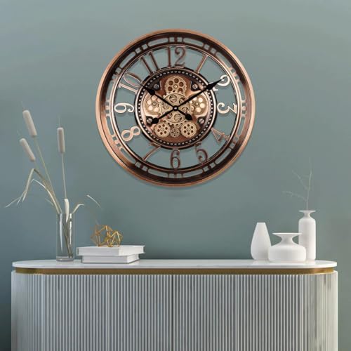 Reloj de Pared Analógico 21 in Metal con Engranajes en Movimiento miniatura 2