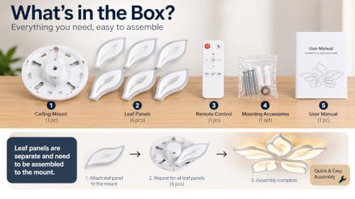 Image of LED Ceiling Light from Acrylic Flush Mount (5 Leaves with Remote)