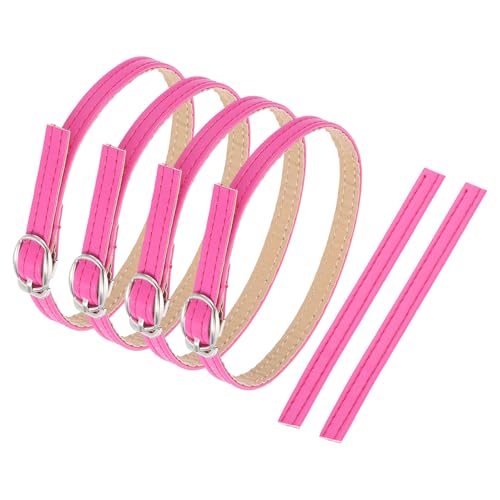 sourcing map Correa de tobillo de repuesto para tacones, correa desmontable de piel sintética para zapatos, Rojo rosa mate, 0.8cm