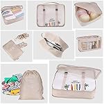 8 Set Packing Cubes - Waterproof Mesh Travel Luggage Packing Organizer with Shoes Bag(Beige)