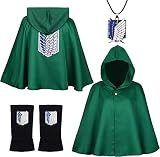Amycute Attack on Titan Hoodie, Halloween Kostüm Damen, Halloween Kostüm HerrenAnime Jacken Mäntel, für Halloween Cosplay, Manga Karneval Kostüm, Cape Cloak Kostüm