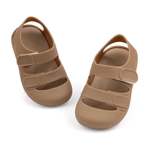 Image of HsdsBebe Little Kids Beach Sandals Toddler Boys Girls Jelly Sandals Closed-Toe With Anti-Slip Rubber Sole Children Summer Outdoor Water Shoes