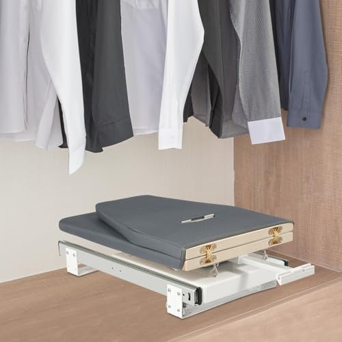 Rotatable 180° Drawer Ironing Platform, Push-Pull Folding Ironing Board with removable anti-scald cover, for a cabinet of 22.4 * 17.7 * 6.7 inches in size
