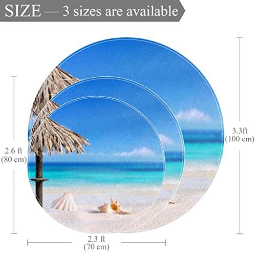 Tapis rond plage tropicale antidérapant salon et chambre - 3
