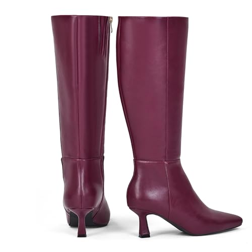 Image of GENSHUO Knee High Boots for Women, 2.3 Inch Low Kitten Heel Tall Boots, Square Toe Long Dress Boots with Side Zipper, Fall Winter