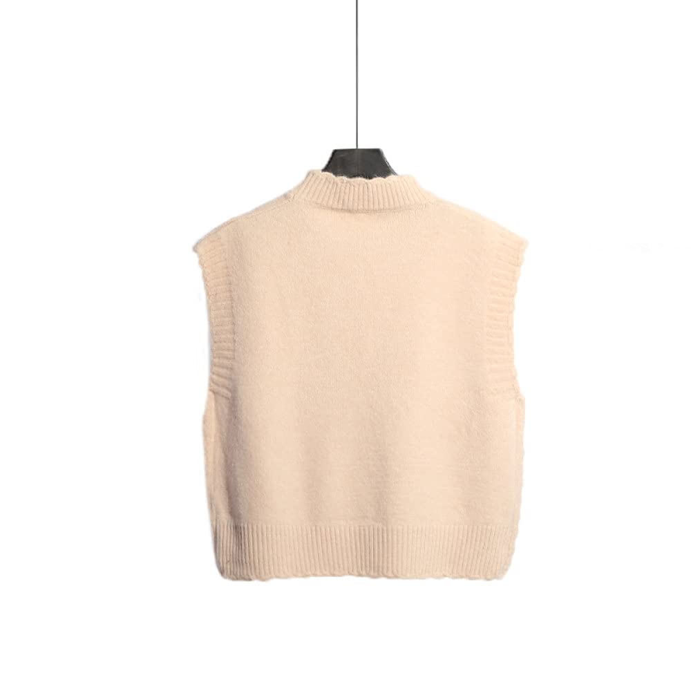 Gilet in Maglia Donna, Corto in Pizzo Tinta Unita Collo Tondo Mezzo Alto Donna Gilet Lavorato A Maglia Maglioni Casual Maglioni Senza Maniche da Donna Gilet Lavorato A Maglia Camicetta Autunnale