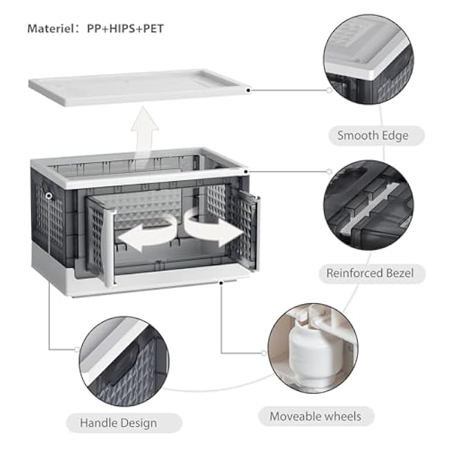Stackable Plastic Storage Bins with Lids 180QT, Collapsible Closet Organizers and Storage with Wheels, Foldable Organization and Storage Cabinet, Storage Containers for Home 4 Pack