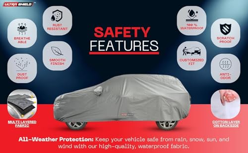 Image of ULTRA SHIELD Mist Grey Series 100% Waterproof Car Body Cover for Maruti Suzuki Baleno with Mirror Pockets | Triple Stitched, Elastic, Custom Fit, Heat Resistant, Anti-Dust, All-Weather Cover